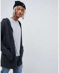 ASOS DESIGN Knitted Parka Jacket In Charcoal