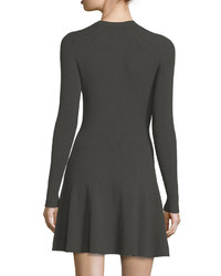 A.L.C. Miriam Long Sleeve Ribbed Fit And Flare Dress