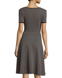 Melissa Masse Short Sleeve Fit And Flare Dress Pewter Quilt
