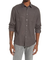 Frame Double Pocket Brushed Flannel Long Sleeve Button Up Shirt