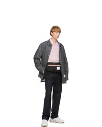 Thom Browne Grey Flannel 4 Bar Snap Front Shirt Jacket