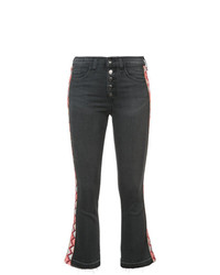 Veronica Beard Cropped Jeans With Embroidered Side Panels