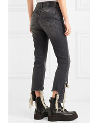 R13 Frayed Mid Rise Flared Jeans
