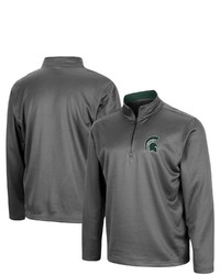 Colosseum Charcoal Michigan State Spartans Big Tall Fleece Quarter Zip Jacket