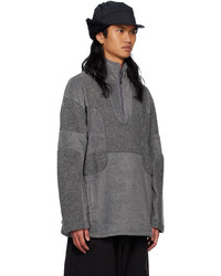 White Mountaineering Gray Patchwork Sweater