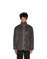South2 West8 Grey Faux Boa Piping Jacket