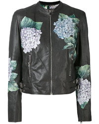 Dolce & Gabbana Hydrangea Print Biker Jacket