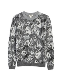 Charcoal Floral Crew-neck Sweater