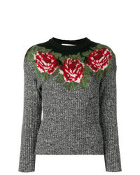 Charcoal Floral Crew-neck Sweater
