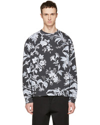 McQ Alexander Ueen Grey Oversized Floral Sweatshirt
