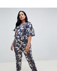 Uttam Boutique Plus Short Sleeve Floral Print Jumpsuit