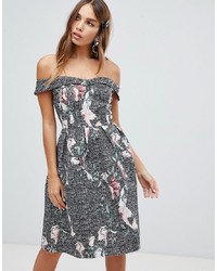 Dolly & Delicious Bardot Full Prom Midi Dress With Pockets In Floral Print