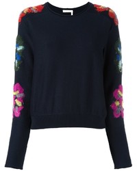 Charcoal Floral Mohair Sweater