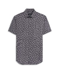 Bugatchi Ooohcotton Tech Print Button Up Shirt In Black At Nordstrom