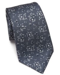 Charcoal Floral Silk Tie