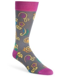 Charcoal Floral Socks