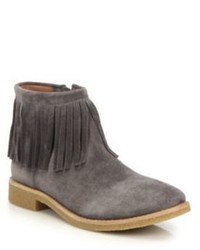 Charcoal Fringe Suede Ankle Boots