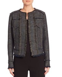 Charcoal Fringe Tweed Jacket