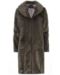 Charcoal Long Line Faux Fur Coat
