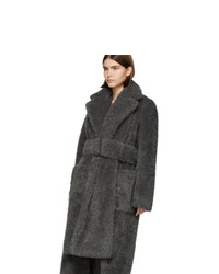 Helmut Lang Grey Faux Fur Shaggy Coat