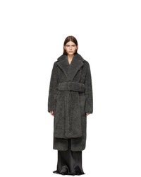 Helmut Lang Grey Faux Fur Shaggy Coat