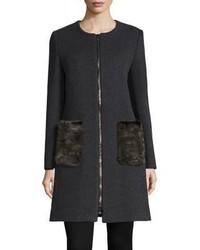 Cinzia Rocca Mink Fur Pocket Wool Coat