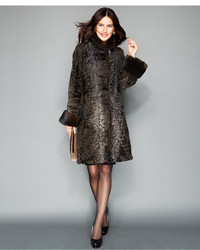 The Fur Vault Mink Fur Trimmed Persian Lamb Coat