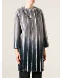 Fendi Striped Fur Cocoon Coat
