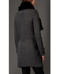 Burberry Oversize Collar Shearling Coat