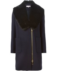 Dice Kayek Detachable Faux Fur Collar Coat