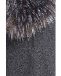Vera Wang Serena Faux Fur Collar Wool Blend Fit Flare Coat