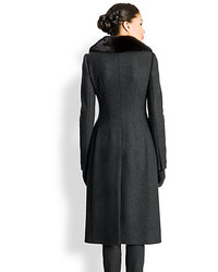 Dolce & Gabbana Wool Fur Trimmed Coat