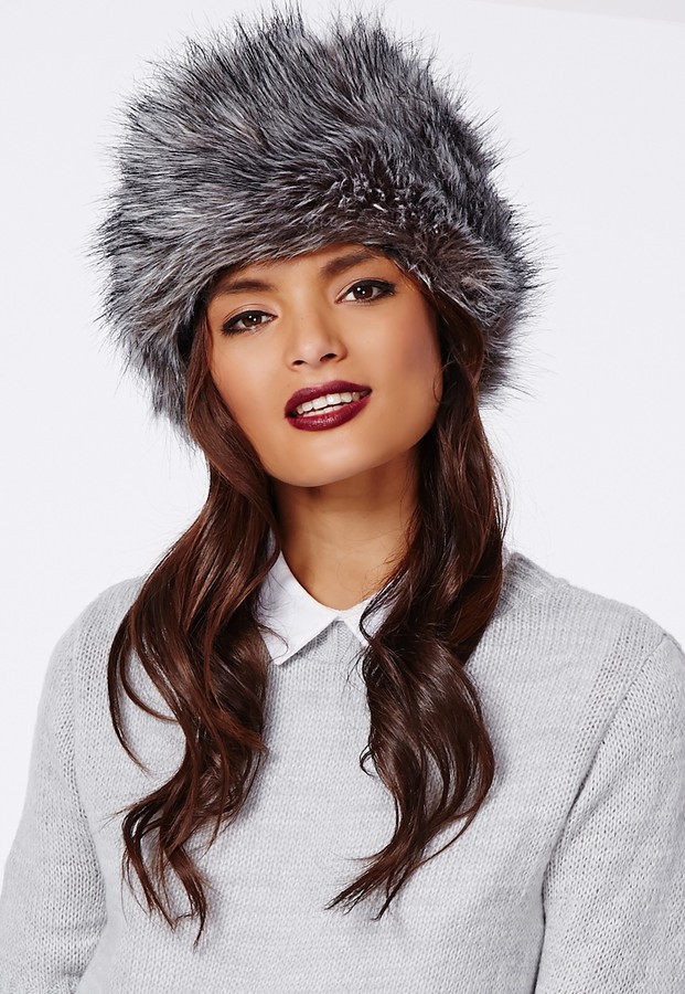 Gray fur deals hat