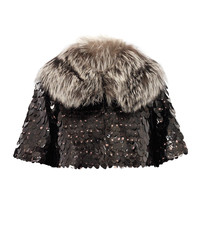 Marc Jacobs Owl Sequin Cropped Fur Jacket