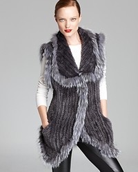 Maximilian Knitted Mink Vest With Fox Fur Trim