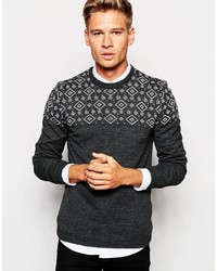 Asos Brand Sweater In Twist With Geo Tribal Design