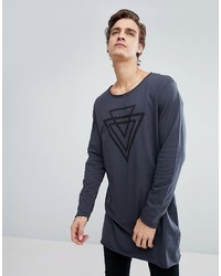 ASOS DESIGN Asos Super Longline Long Sleeve T Shirt With Triangle Print