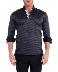 Charcoal Geometric Polo Neck Sweater