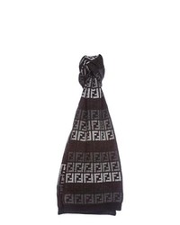Fendi Grey Black Zucca Knit Scarf