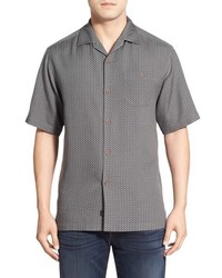 Charcoal Geometric Silk Shirt