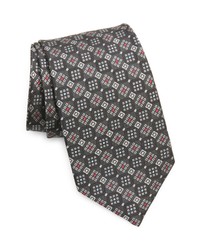 David Donahue Geometric Medallion Silk X Long Tie In Charcoal At Nordstrom