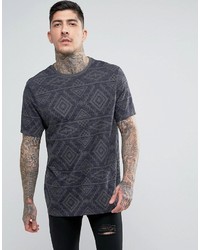 Asos Longline T Shirt With All Over Geo Tribal Print