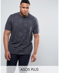Asos Plus Longline T Shirt With All Over Geo Tribal Print