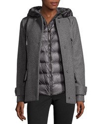 Moncler Euphemia Woolen Coat Wpuffer Vest Gray