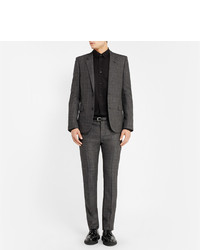 Saint Laurent Grey Slim Fit Check Wool Suit Trousers