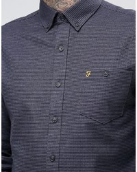 Farah Shirt With Flannel Gingham In Regular Fit Gray