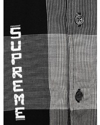 Supreme Logo Embroidered Plaid Shirt