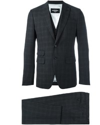 Charcoal Gingham Wool Three Piece Suit