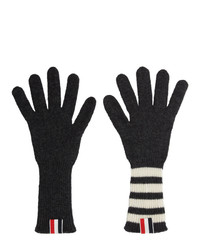 Thom Browne Grey Four Bar Stripe Gloves