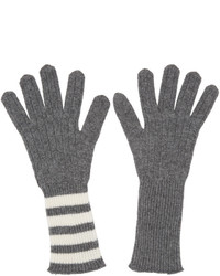 Thom Browne Grey Rib Cashmere Four Bar Gloves